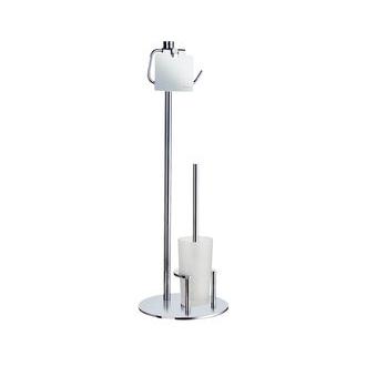 Smedbo FK301 28 1/2 in. Free Standing Lidded Toilet Paper Holder and Toilet Brush in Polished Chrome from the Outline Collection
